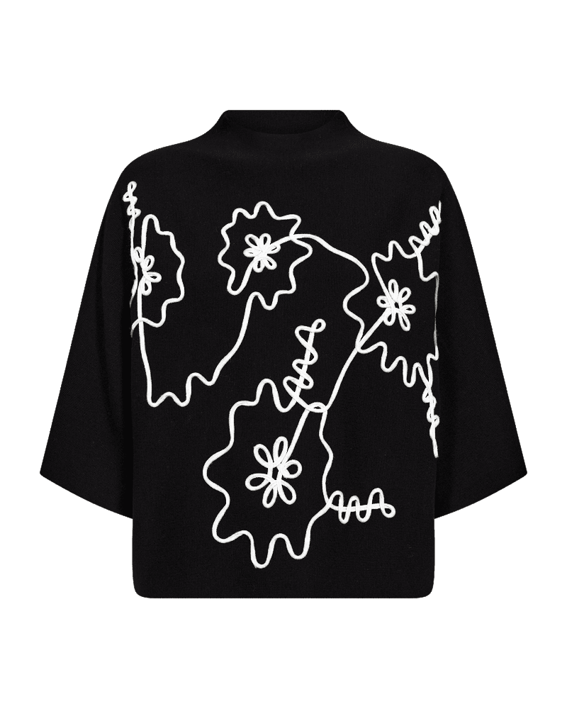 packshot 2 211927 7104 Front 1 FQANI PULLOVER Black w. Star Off white